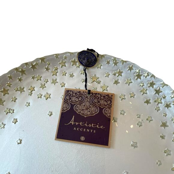 Artistic Accents Hand Decorated 13” Turkish Glass Plate Gold Stars NEW - Picture 3 of 7